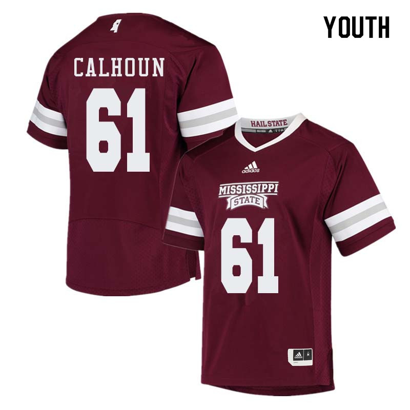 Youth #61 Deion Lenard Calhoun Mississippi State Bulldogs College Football Jerseys Sale-Maroon